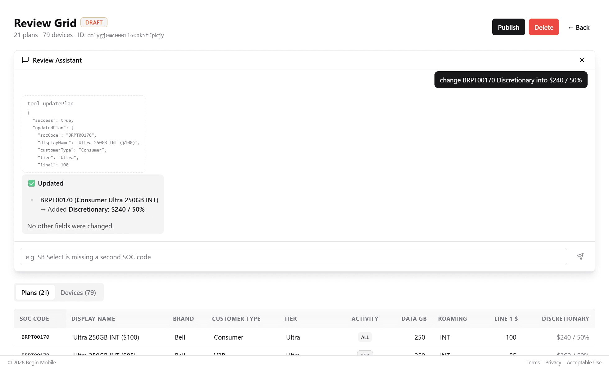 AI chat assistant for plan review